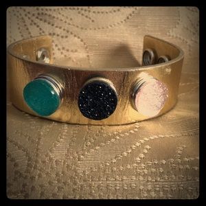 Jewelry - Gold Painted leather bracelet with colorful snaps Jewelry - Gold Painted leather bracelet with colorful snaps